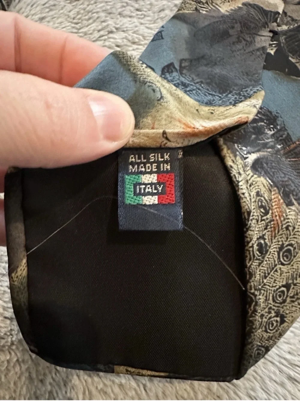 Men's Enrico Guccini 100% Silk Peacock Patterned Tie Made In Italy Unique Formal